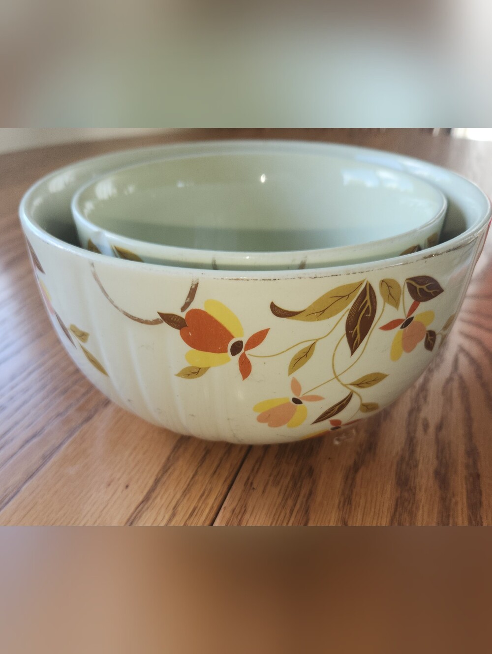 Vintage nesting bowls-Autumn Leaf pattern by Hall's Superior Quality Kitchenware